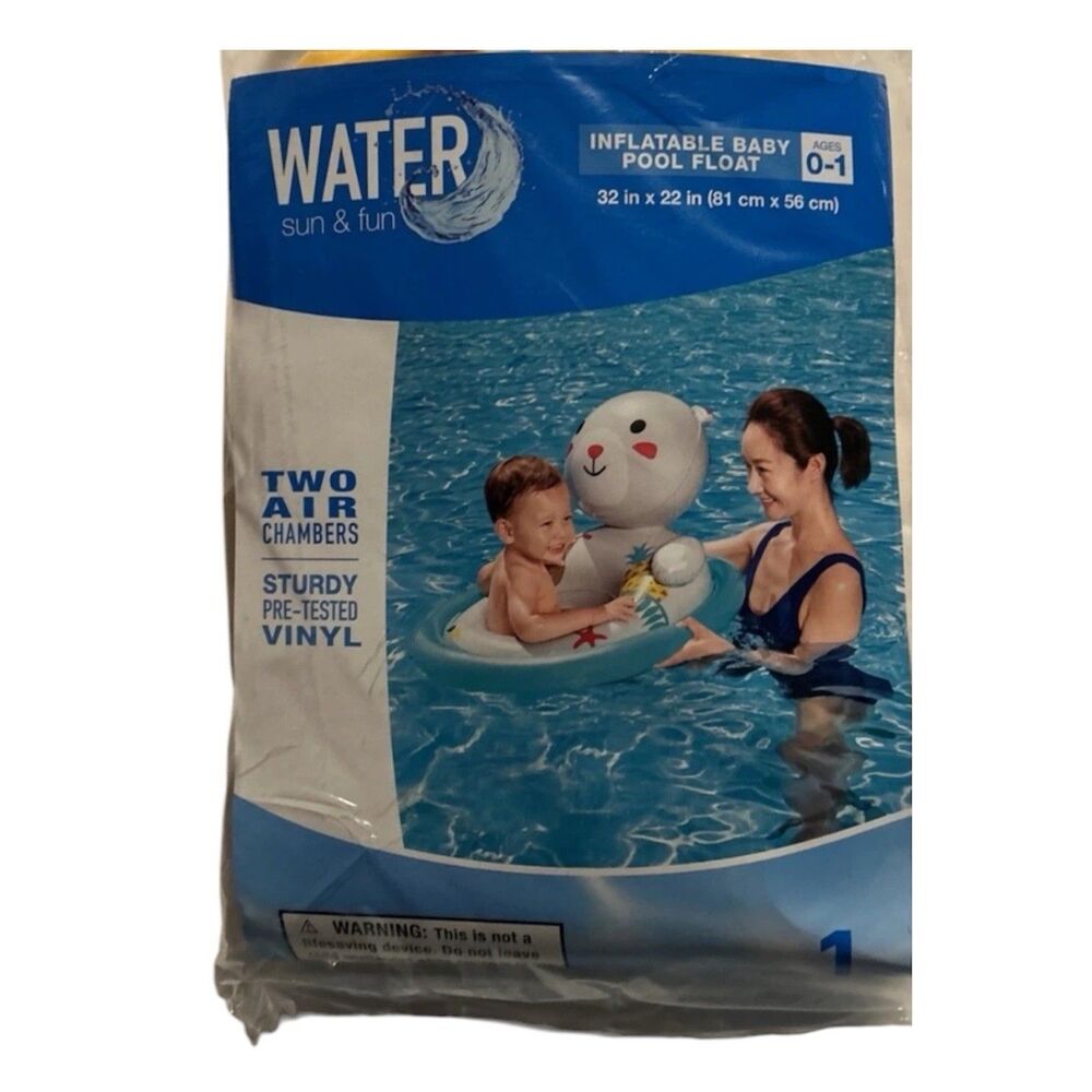 Water Sun and Fun Inflatable Baby Pool Float Teddy Bear, 32 x 22 In, 0-1 Years